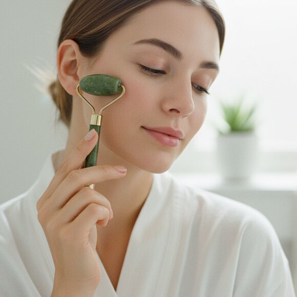 Quo Beauty Jade Facial Roller Green Stone Self Love Nighttime Routine NEW - Picture 2 of 6